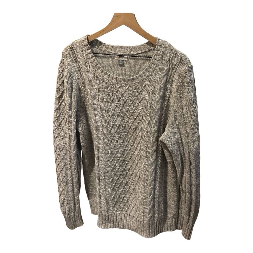 Old Navy‎ Cable Knit Sweater Crewneck Pullover Casual Gray XXL